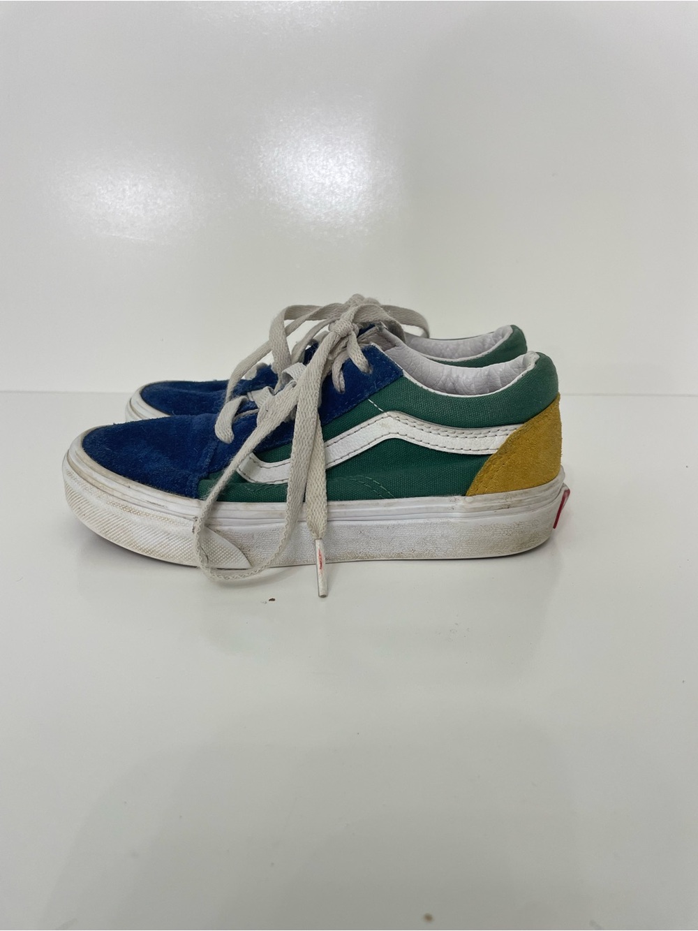 Vans Low-Top Colorblock Sneakers Green Blue Yellow Boys 13 Skate Streetwear